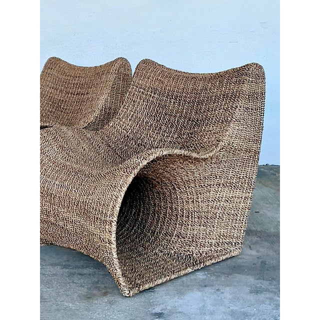 Late 20th Century Vintage Biomorphic Seagrass Lounge Chairs - Set of 2 For Sale - Image 5 of 12