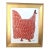 Folk Art Red Chicken Hen Rooster Painting Ruth Arenz Including the Antiqued Gold Wood Frame For Sale