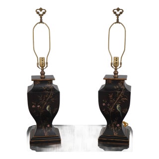1990s Bradburn Chinoiserie Decorated Table Lamps - Pair For Sale