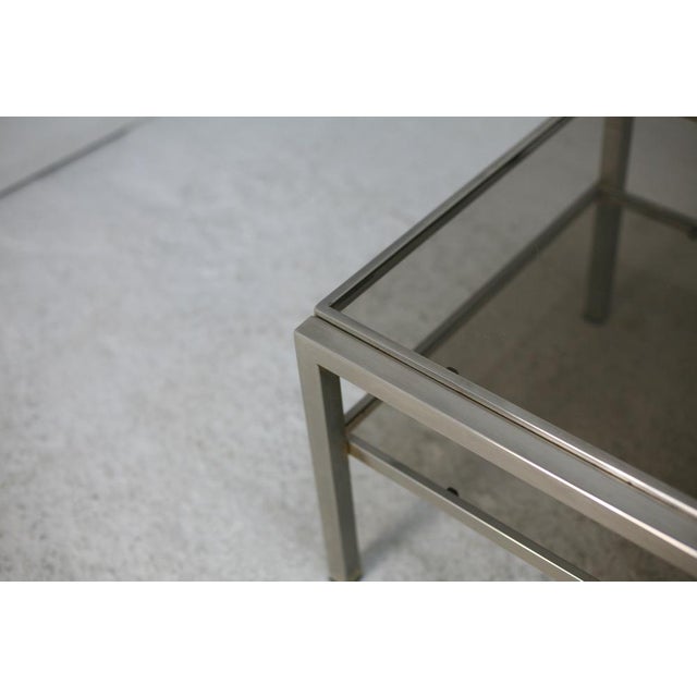 Steel Coffee Table with Double Smoked Glass Tops, France, 1970s For Sale - Image 10 of 18