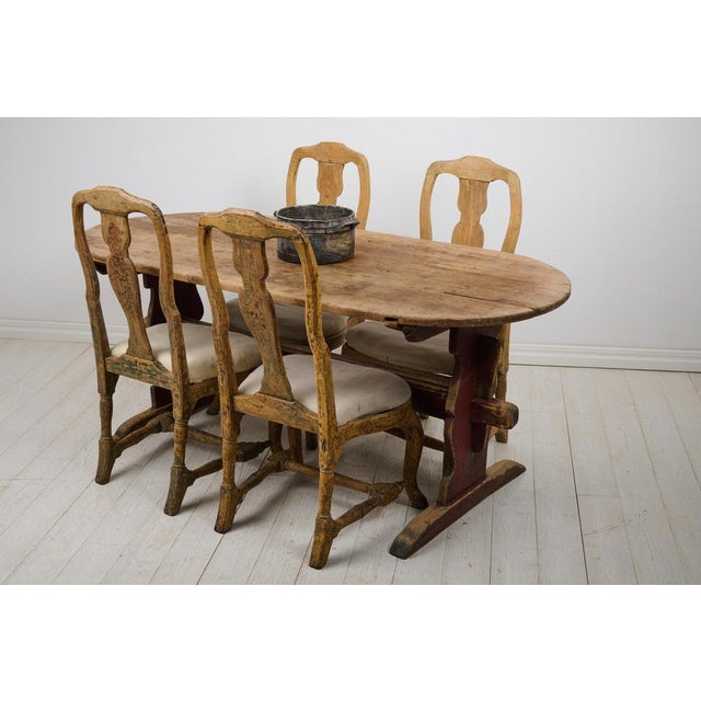 Antique Swedish Folk Art Pine Hand-Crafted Trestle Table For Sale - Image 6 of 18