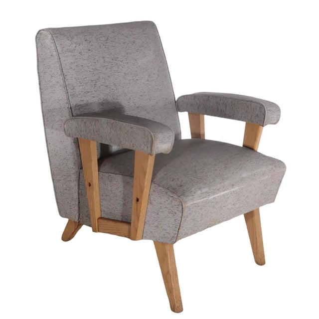 Mid Century Lounge Club Chair in Original Textured Vinyl Upholstery For Sale - Image 9 of 10