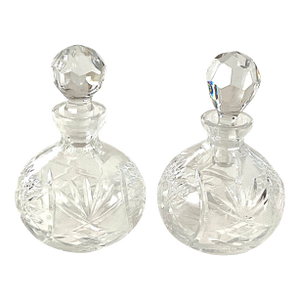 Early 20th Century American Brilliant Period-(Abp))-Small Liquor Decanters,/Perfumes - a Pair
