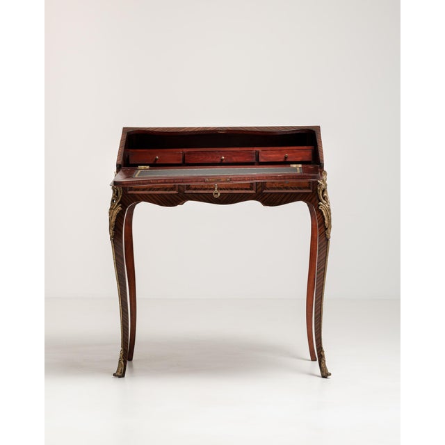 Louis XV Secretary Desk with Brass Accents, Rococo Style, France, 19th Century For Sale - Image 13 of 18