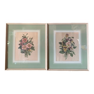 1960s Chirat Floral Prints - Set of 2, Framed For Sale