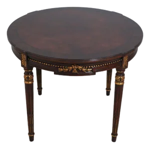 Karges Round French Louis XVI Style Walnut Lamp Table