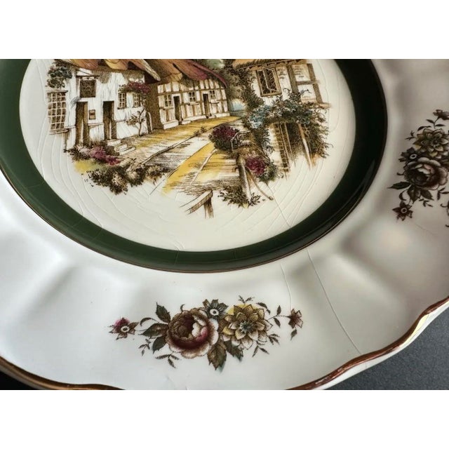Vintage Mid 20th Century Green and Brown Decorative Wall Plate For Sale - Image 9 of 9