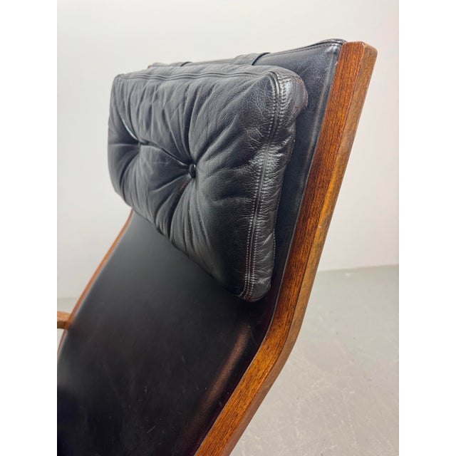 Mid-Century Lamino Black Leather Lounge Chair Model P583 by Yngve Ekström for Swedese, Sweden 1960s For Sale - Image 9 of 10