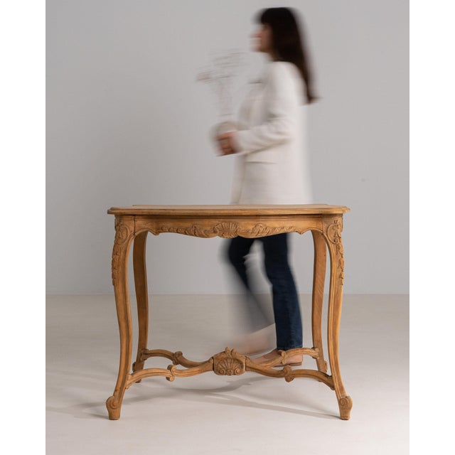1880-1889 France Weathered Whitewash Carved Cerused Oak Console For Sale In Greensboro - Image 6 of 11