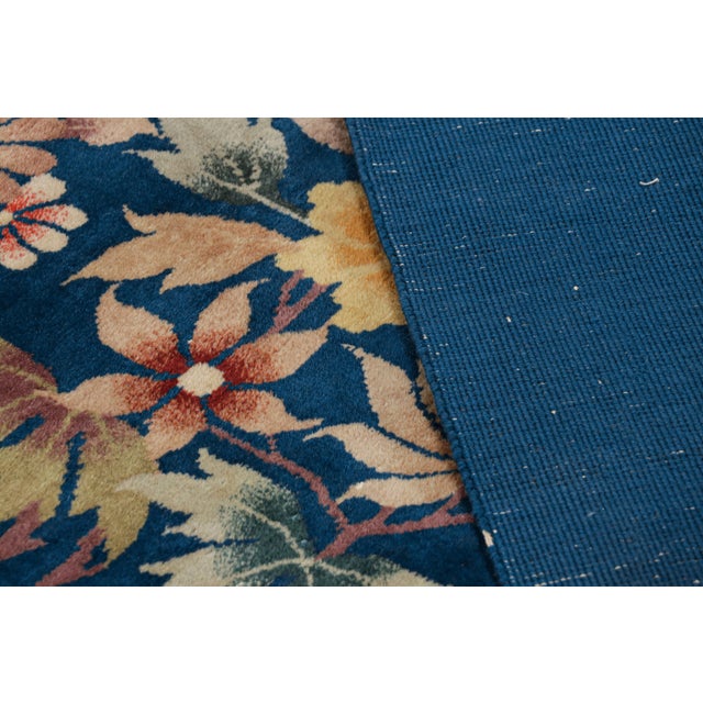 Oversized Antique Chinese Art Deco Rug, Blue With Floral Patterns - Rug & Kilim For Sale - Image 9 of 9