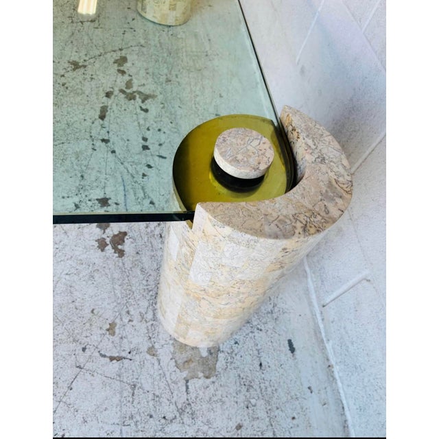 1980s 1980s Monumental Karl Springer "Sculpture" Coffee Table in Tessellated Stone & Brass For Sale - Image 5 of 9