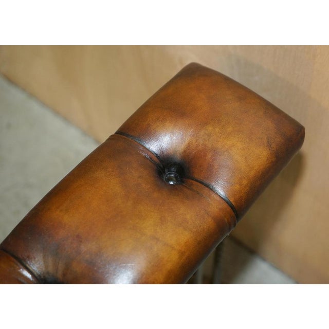 Antique Club Fender with Brown Leather Chesterfield Seats For Sale - Image 13 of 18