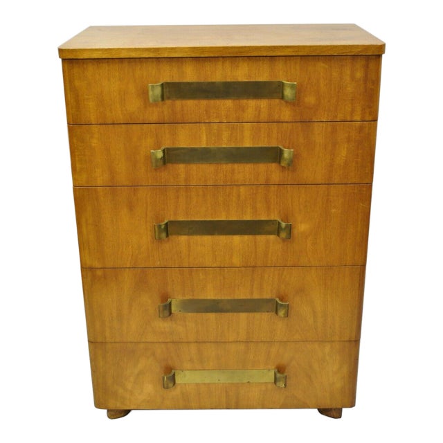 John Stuart Mid Century Modern Art Deco Birch Chest Of Drawers