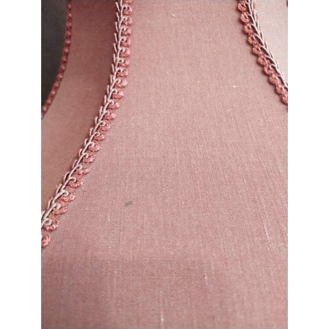 Textile Vintage Maroon Large Fringed Fabric Lampshade For Sale - Image 7 of 7