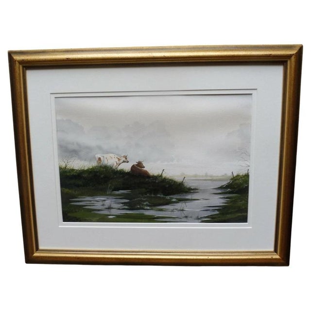 Martin Tanner, Cattle by the Lochside, 1987, Watercolour on Paper, Framed For Sale - Image 14 of 14