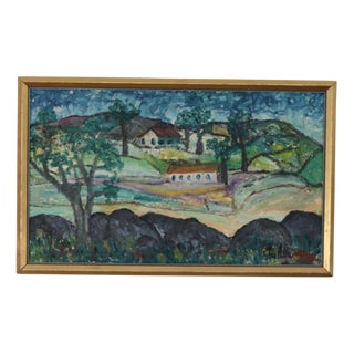 Stig Allan, Serene Landscape, 1960s, Oil on Panel, Framed For Sale