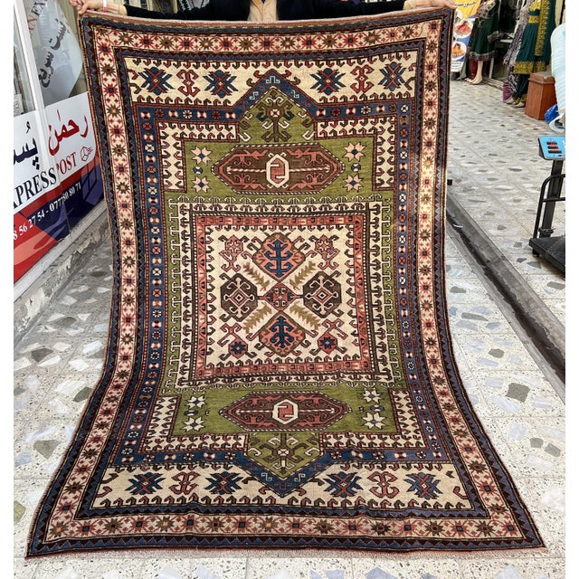 1970s Caucasian Bordjalou Kazak Hand-Knotted Wool Rug - 5'2" X 8'0" For Sale - Image 5 of 10