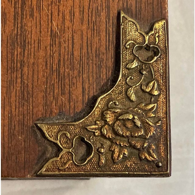 Vintage Japanese Wood Tansu Jewelry Chest With Brass Hardware, Circa 50s For Sale - Image 10 of 12