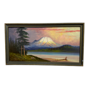 D. Hill Mount Rainier Landscape Oil Painting, Vintage
