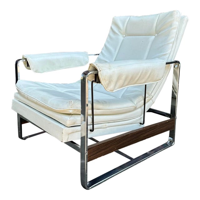 Milo Baughman Style Glider Chair Mid-Century Modern For Sale