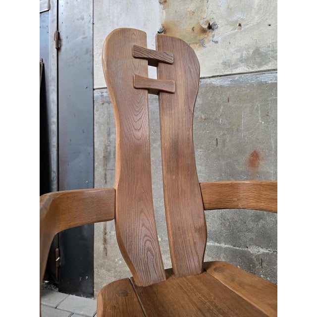 Vintage Brutalist Dining Chair in Oak by De Puydt, Belgium, 1970s For Sale - Image 11 of 16