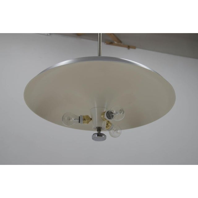Bauhaus UFO Chandelier in Chrome & Glass, Czech Republic, 1930s For Sale - Image 14 of 15