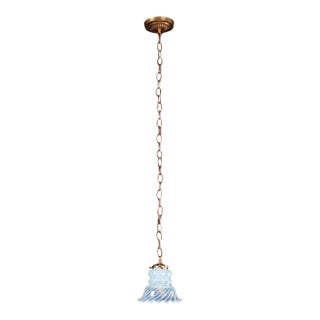 Mid 20th Century Art Nouveau Swirl Opal Glass Hanging Pendant Light For Sale