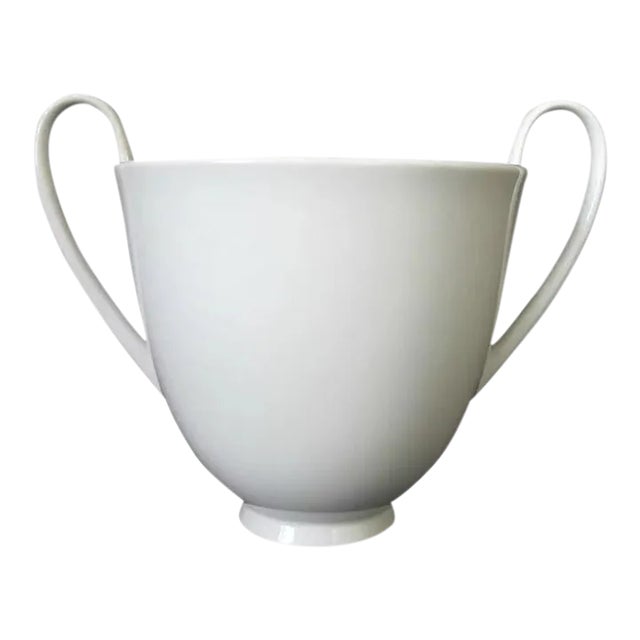 Art Deco German KPM Berlin Porcelain Urn Shape Vase with Loop Handles in White Blanc de Chine For Sale