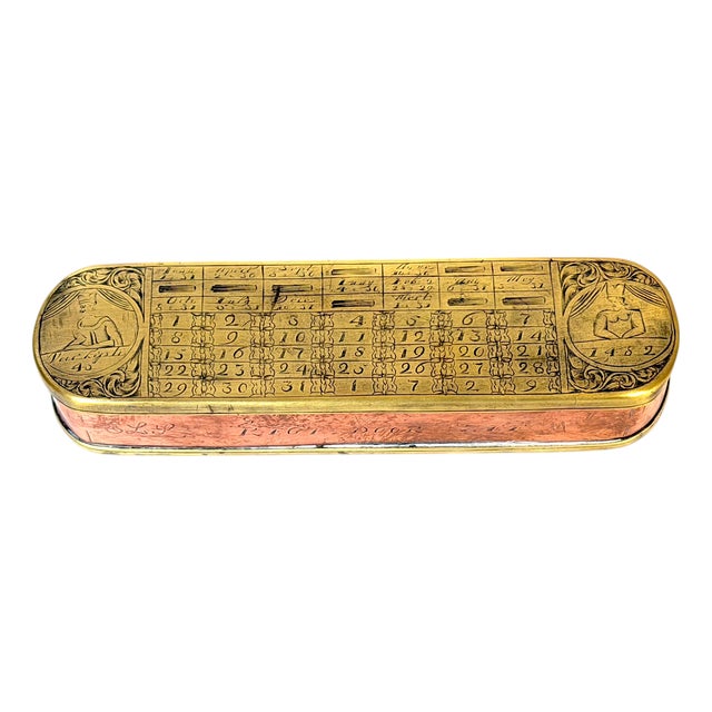 18th Century Dutch Pieter Holm Zee-Meeter Brass & Copper Navigator's Tobacco Box For Sale