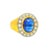 3.00 Carat Blue Sapphire Diamond 18k Gold Bezel Halo Ring, Size 9 For Sale - Image 4 of 7