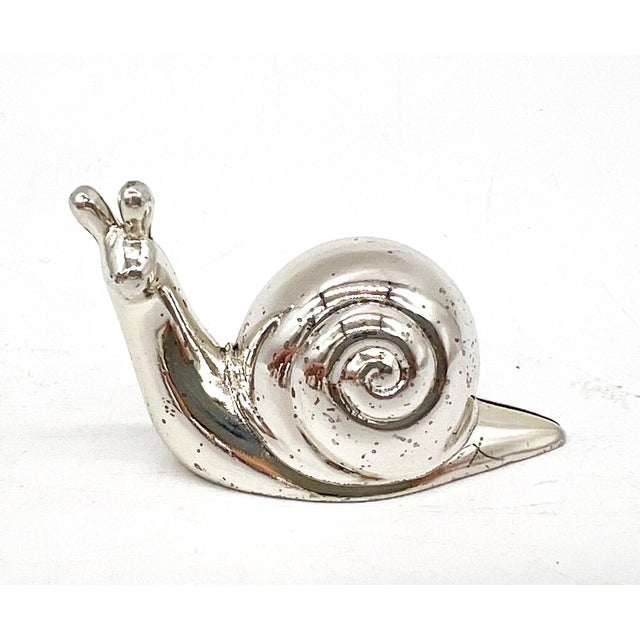 Late 20th Century Set of 8 Silver-Tone Snail & Turtle Place Card Holders – Whimsical / Coastal Cottage For Sale - Image 9 of 10