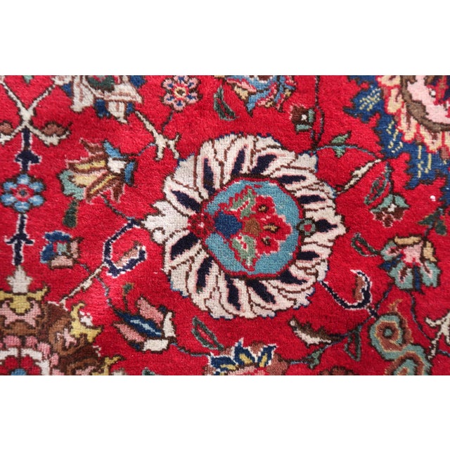 Bright Pink 1920s, Antique Tabriz Wool Rug, Allover Shah Abbasi Floral, Crimson Field, 9 X 13 For Sale - Image 8 of 16