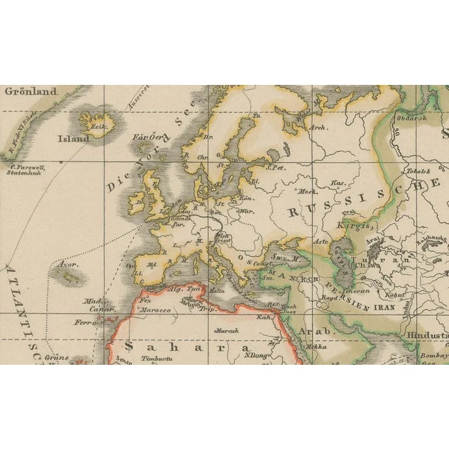 Antique World Map Mercator Projection with Global Sea Routes by Adolf Stieler, 1857 For Sale - Image 6 of 10