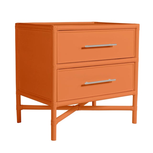 Contemporary Verona Two-Drawer Nightstand in Citrus Orange For Sale - Image 3 of 6