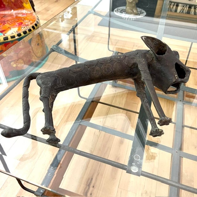 Late 20th Century African Benin Leopard Sculpture For Sale - Image 4 of 9