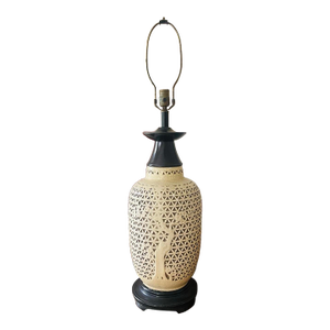 Vintage Blanc De Chine Crackle Glaze Chinoiserie Lamp