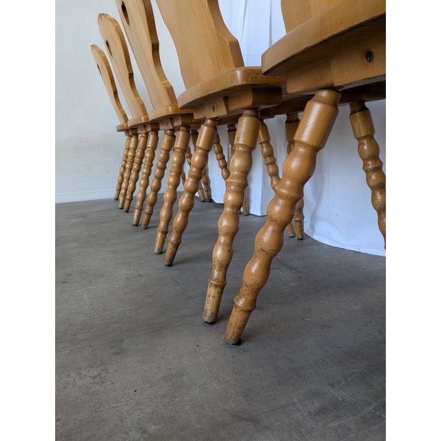 Vintage Tyrolean Farmhouse Heart Cutout Wooden Dining Chairs, 1970s, Set of 6 For Sale - Image 12 of 18