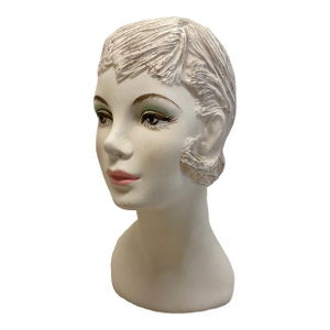Vintage 1970s Hat Wig Stand Head Store DIsplay Long Neck Ceramic Mannequin
