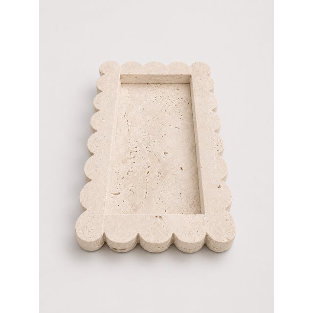Scalloped Travertine Marble Tray For Sale In New York - Image 6 of 6