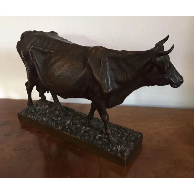 Bronze 19th Century French Animalier Bronze Sculpture of a Cow For Sale - Image 8 of 11