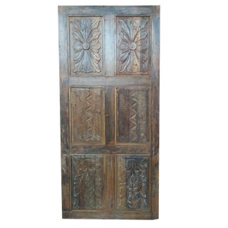 Indian Antique Hand Carved Teak Wood Door Panel For Sale