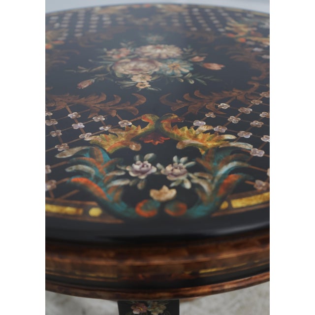 Maitland Smith Round Paint Decorated Chinoiserie Table For Sale - Image 12 of 16