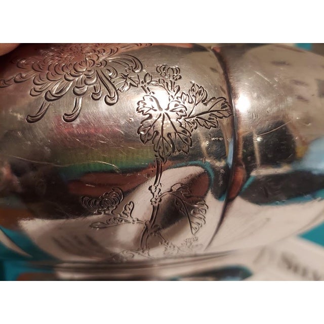 Early 20th Century Early 20th Century Japanese Musahiya Silver Centerpiece Bowl, Floral Engraving For Sale - Image 5 of 7