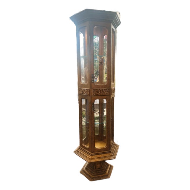 Mid-Century Hollywood Regency Gold Gilt Display Cabinet | Curio For Sale