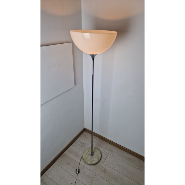 Floor Lamp in Chrome with Milk Glass Lampshade, 1970s For Sale - Image 4 of 10