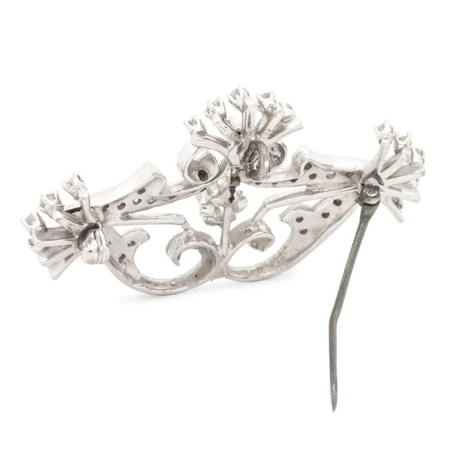 14k White Gold Diamond Lace & Spray Pin Pendant For Sale In New York - Image 6 of 6