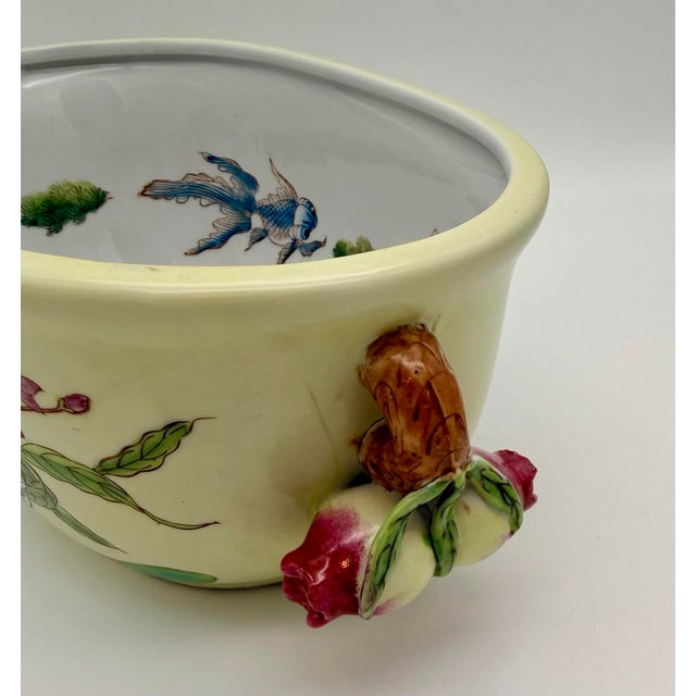 Ceramic Vintage Chinese Chinoiserie Porcelain Foot Bath Planter With Pomegranate Handles – Hua Rong Tang Mark For Sale - Image 7 of 11