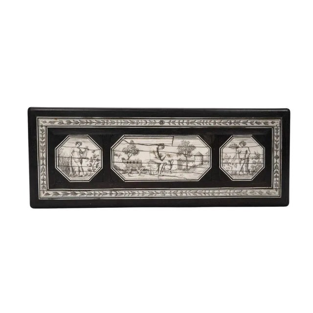 19th Century Engraved Inlaid Bone Ebony Box For Sale - Image 4 of 8