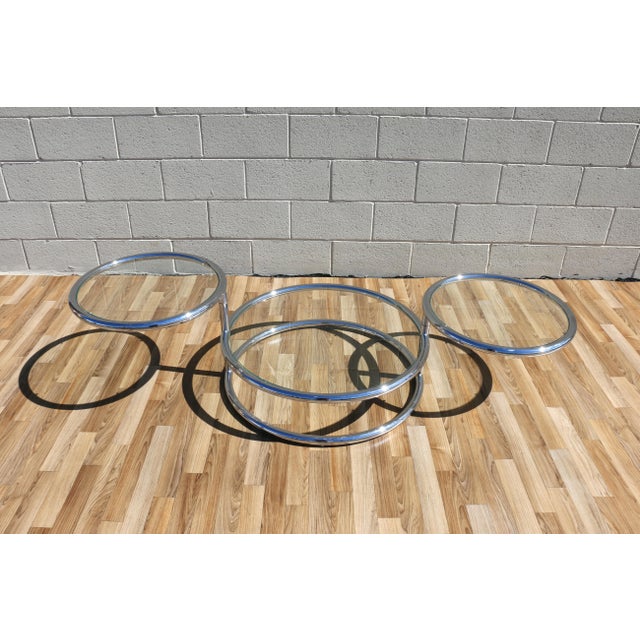 1970s Italian Chrome Swivel Coffee Table With Glass Tops For Sale - Image 12 of 18