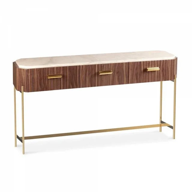 Structure:natural walnut, Extremoz marble top and polished brass applications This piece comes in multiple configurations...